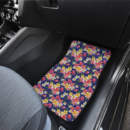 Tropical Frangipani Plumeria Print Front and Back Car Floor Mats