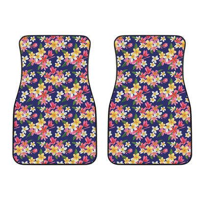 Tropical Frangipani Plumeria Print Front Car Floor Mats