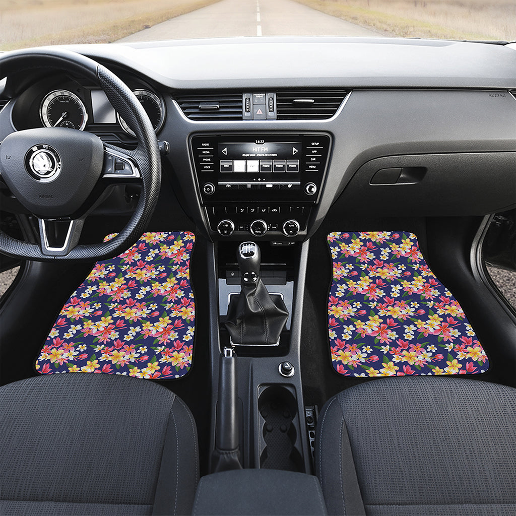 Tropical Frangipani Plumeria Print Front Car Floor Mats