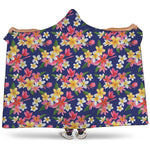 Tropical Frangipani Plumeria Print Hooded Blanket