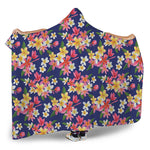 Tropical Frangipani Plumeria Print Hooded Blanket