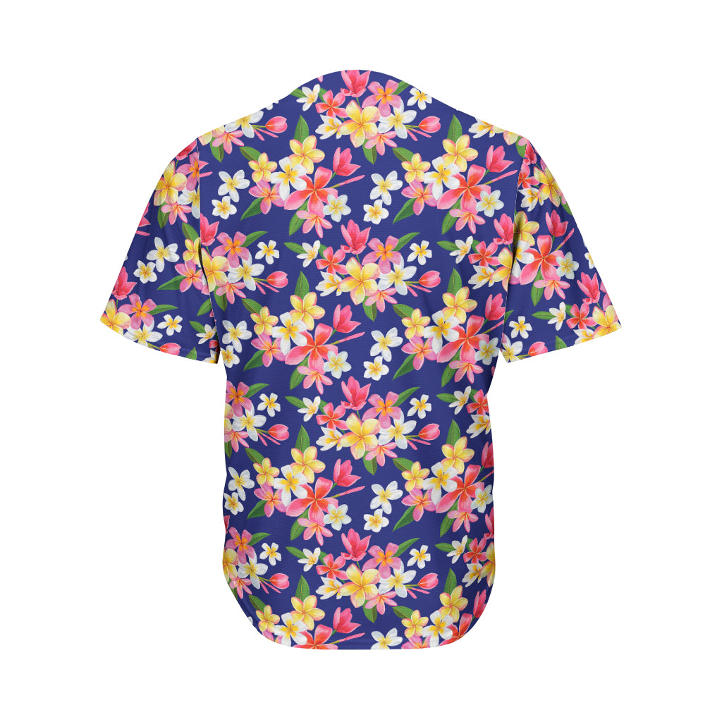 Tropical Frangipani Plumeria Print Men's Baseball Jersey