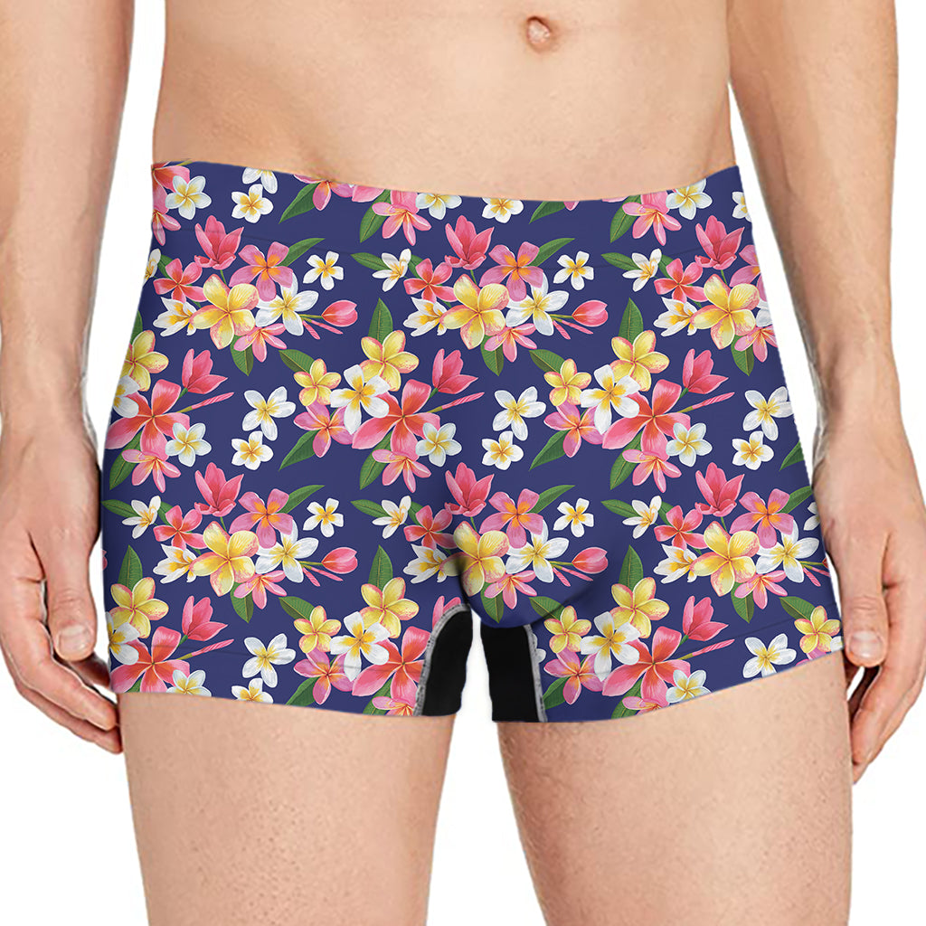 Tropical Frangipani Plumeria Print Men's Boxer Briefs