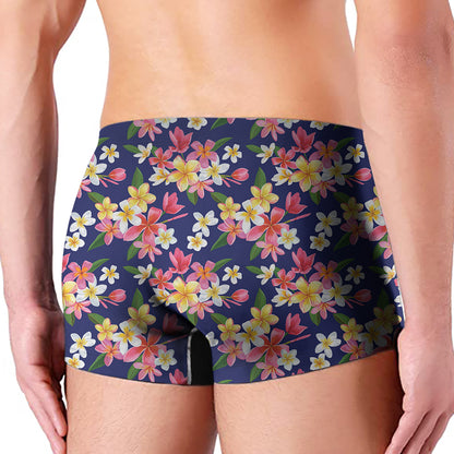 Tropical Frangipani Plumeria Print Men's Boxer Briefs
