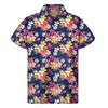 Tropical Frangipani Plumeria Print Men's Short Sleeve Shirt