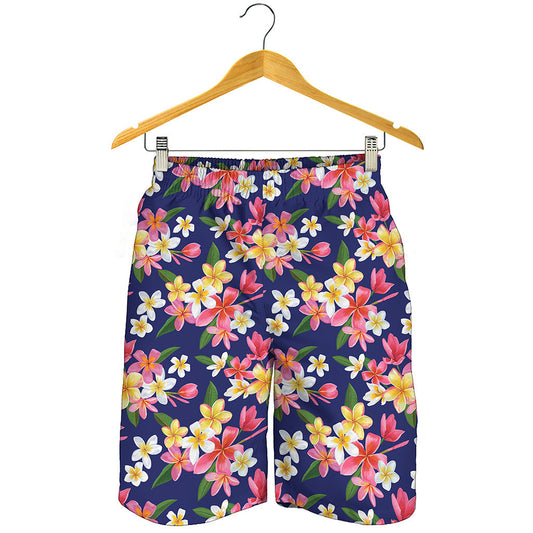 Tropical Frangipani Plumeria Print Men's Shorts