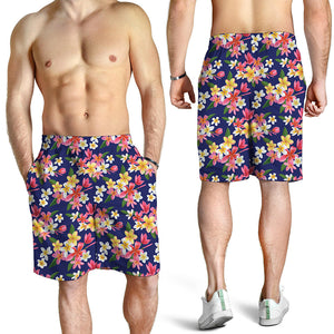 Tropical Frangipani Plumeria Print Men's Shorts