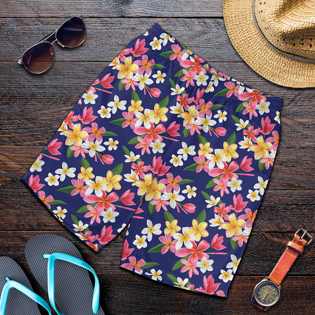 Tropical Frangipani Plumeria Print Men's Shorts