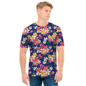 Tropical Frangipani Plumeria Print Men's T-Shirt