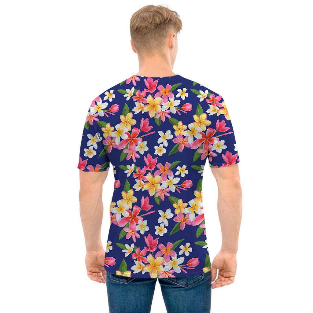 Tropical Frangipani Plumeria Print Men's T-Shirt