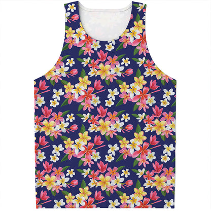 Tropical Frangipani Plumeria Print Men's Tank Top