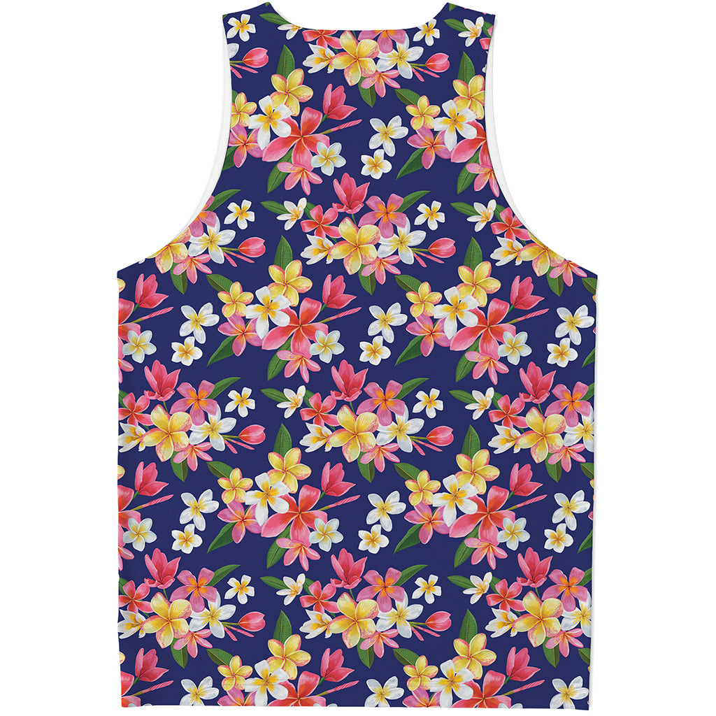 Tropical Frangipani Plumeria Print Men's Tank Top