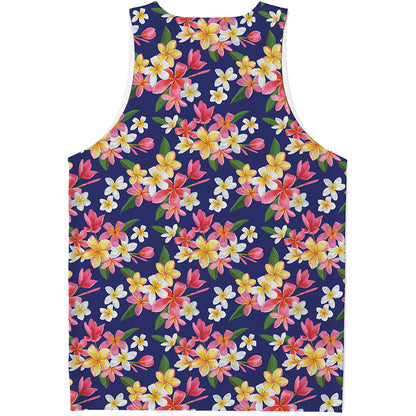 Tropical Frangipani Plumeria Print Men's Tank Top