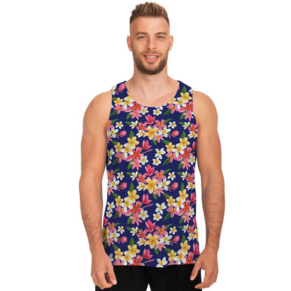 Tropical Frangipani Plumeria Print Men's Tank Top