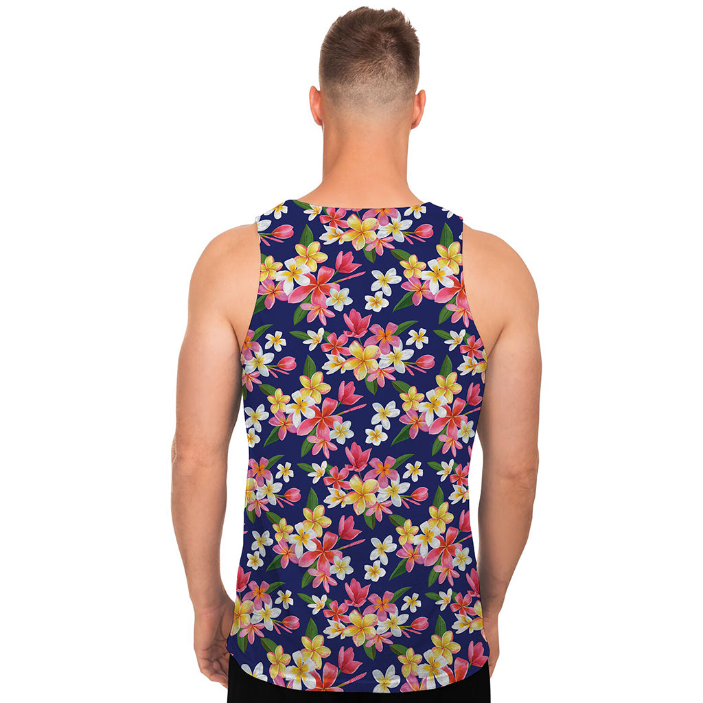 Tropical Frangipani Plumeria Print Men's Tank Top