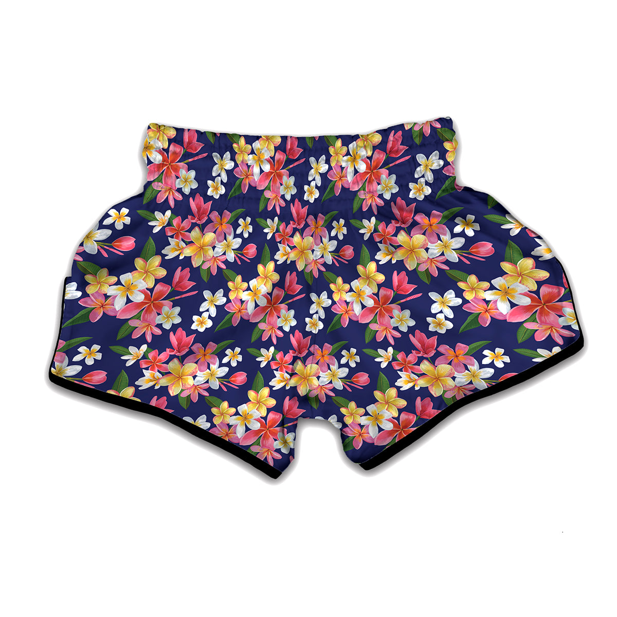 Tropical Frangipani Plumeria Print Muay Thai Boxing Shorts