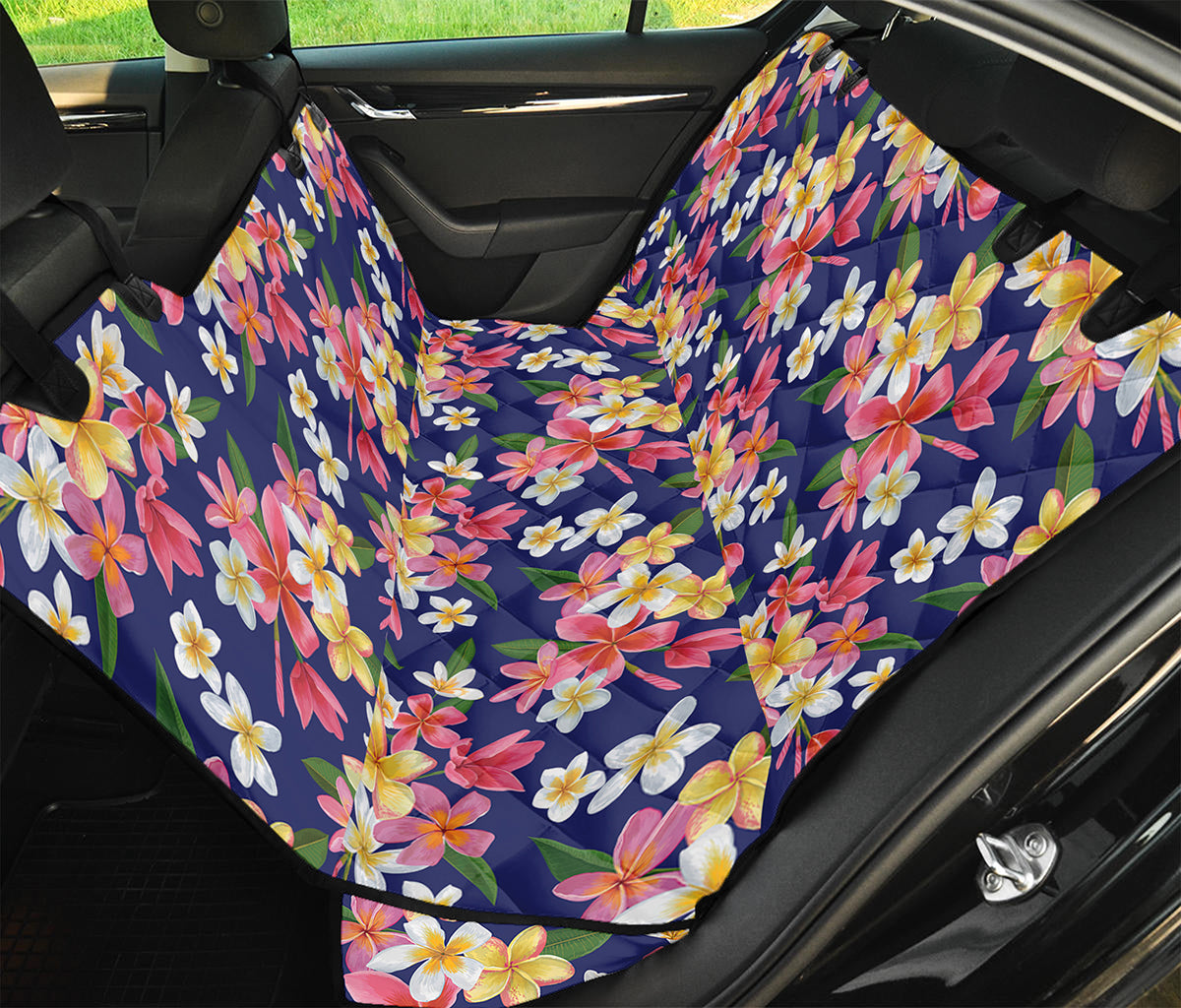 Tropical Frangipani Plumeria Print Pet Car Back Seat Cover