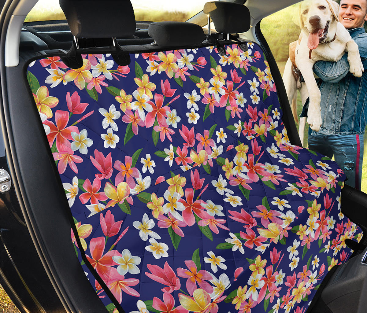 Tropical Frangipani Plumeria Print Pet Car Back Seat Cover