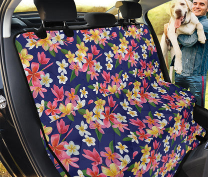 Tropical Frangipani Plumeria Print Pet Car Back Seat Cover