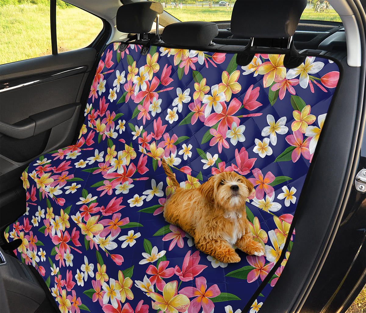 Tropical Frangipani Plumeria Print Pet Car Back Seat Cover