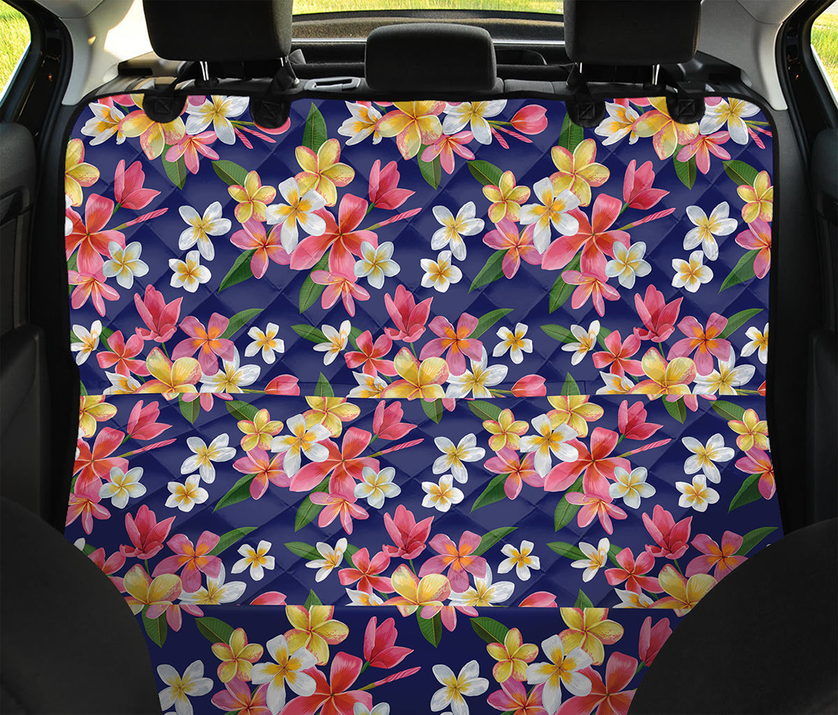 Tropical Frangipani Plumeria Print Pet Car Back Seat Cover