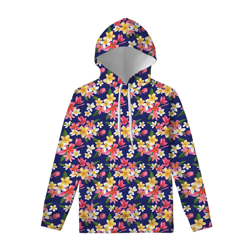 Tropical Frangipani Plumeria Print Pullover Hoodie
