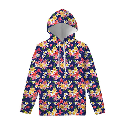 Tropical Frangipani Plumeria Print Pullover Hoodie
