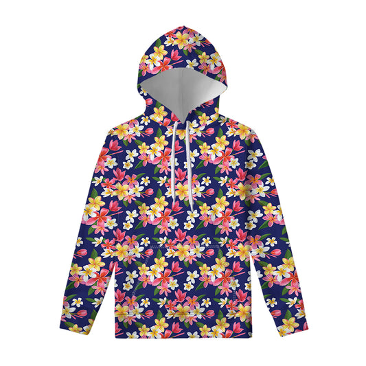 Tropical Frangipani Plumeria Print Pullover Hoodie