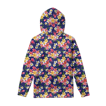 Tropical Frangipani Plumeria Print Pullover Hoodie