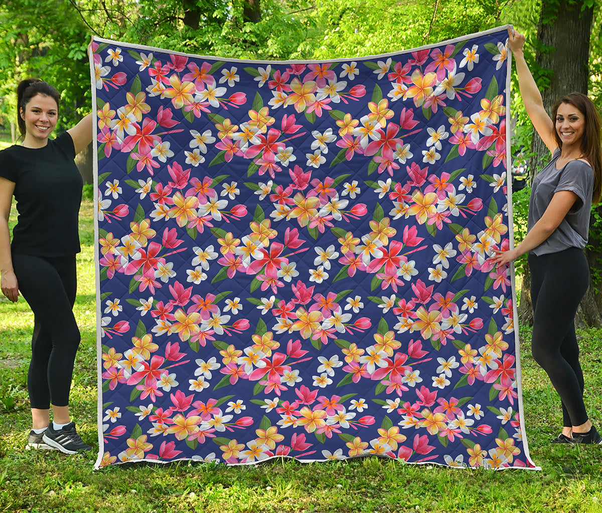 Tropical Frangipani Plumeria Print Quilt
