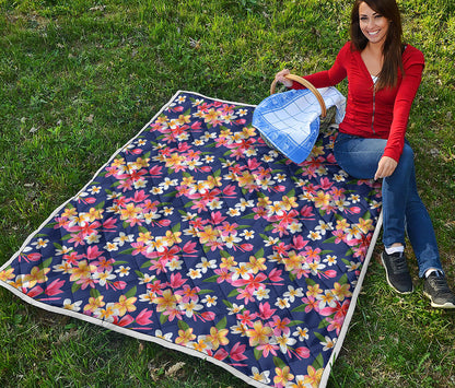 Tropical Frangipani Plumeria Print Quilt