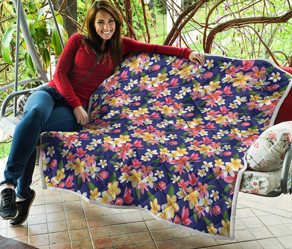 Tropical Frangipani Plumeria Print Quilt