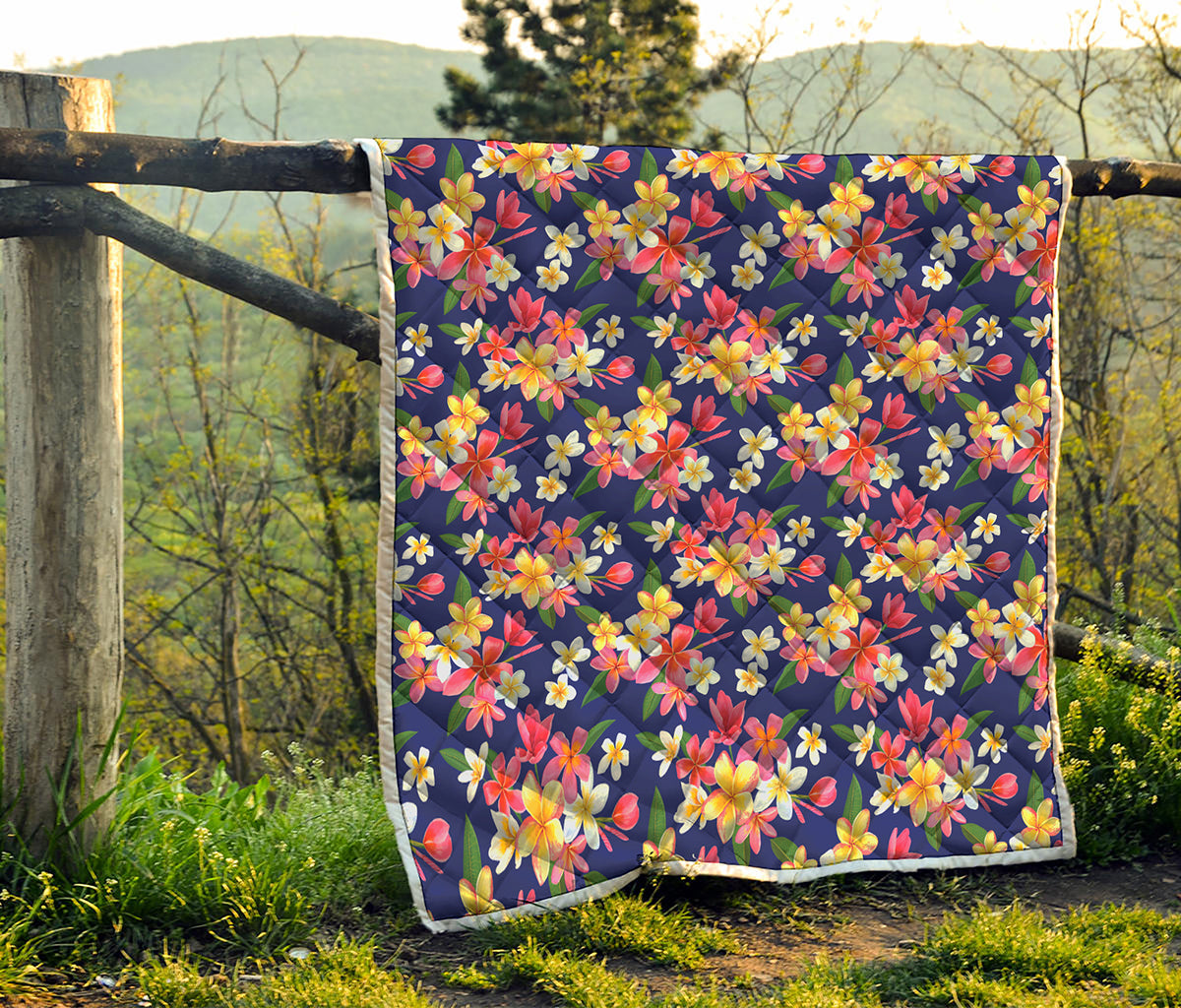 Tropical Frangipani Plumeria Print Quilt