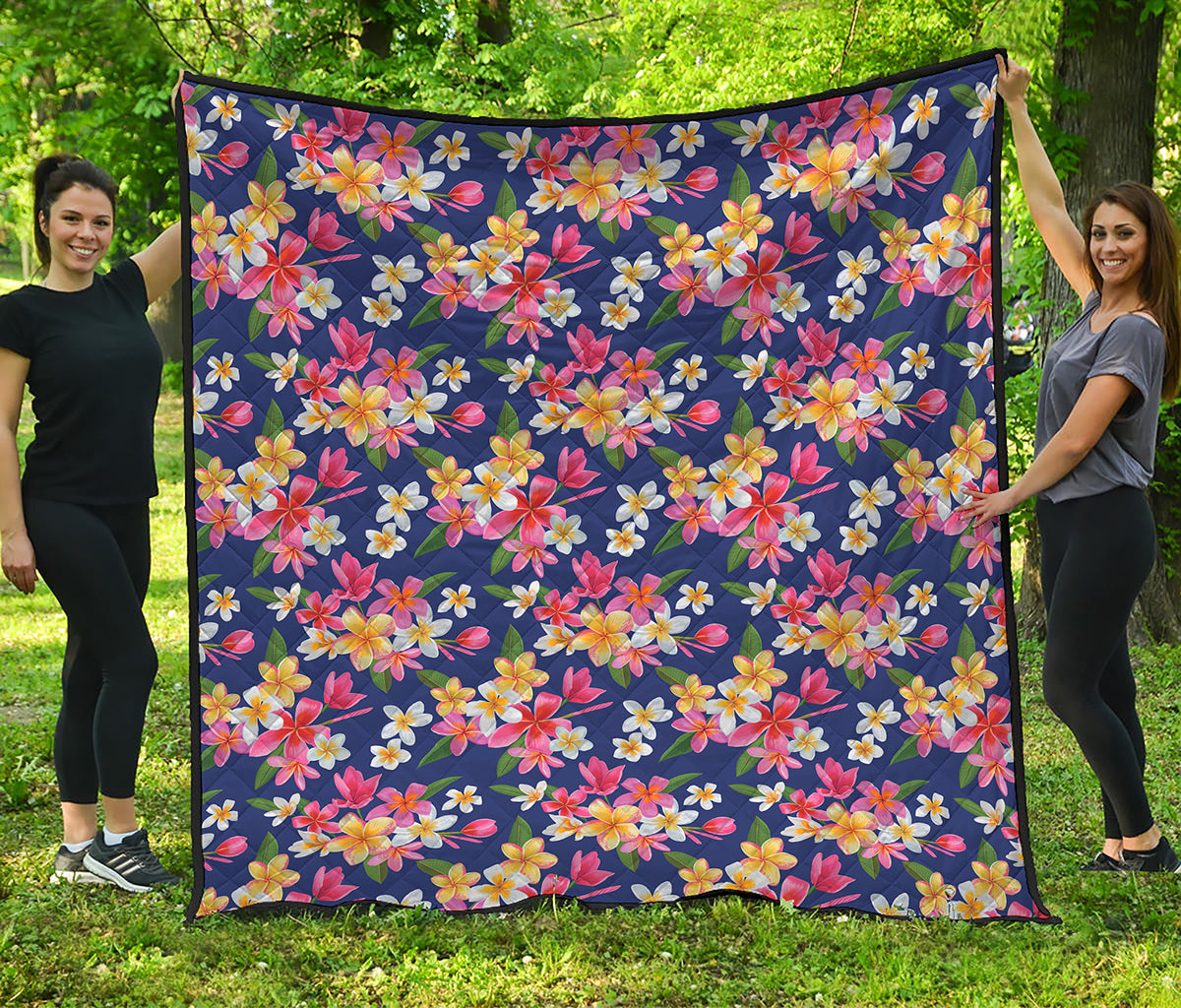 Tropical Frangipani Plumeria Print Quilt