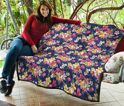 Tropical Frangipani Plumeria Print Quilt