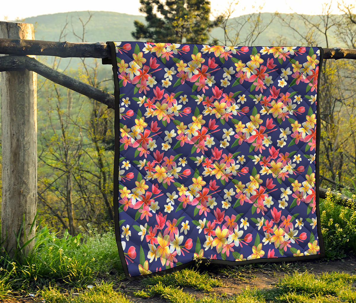 Tropical Frangipani Plumeria Print Quilt