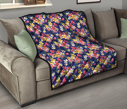 Tropical Frangipani Plumeria Print Quilt