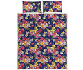 Tropical Frangipani Plumeria Print Quilt Bed Set