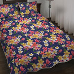 Tropical Frangipani Plumeria Print Quilt Bed Set