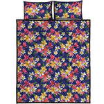 Tropical Frangipani Plumeria Print Quilt Bed Set