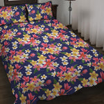 Tropical Frangipani Plumeria Print Quilt Bed Set