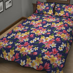 Tropical Frangipani Plumeria Print Quilt Bed Set