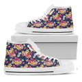 Tropical Frangipani Plumeria Print White High Top Sneakers