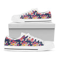 Tropical Frangipani Plumeria Print White Low Top Sneakers