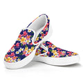 Tropical Frangipani Plumeria Print White Slip On Sneakers