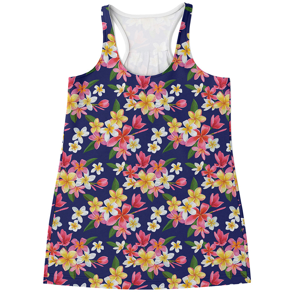 Tropical Frangipani Plumeria Print Women's Racerback Tank Top