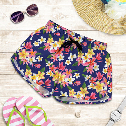 Tropical Frangipani Plumeria Print Women's Shorts