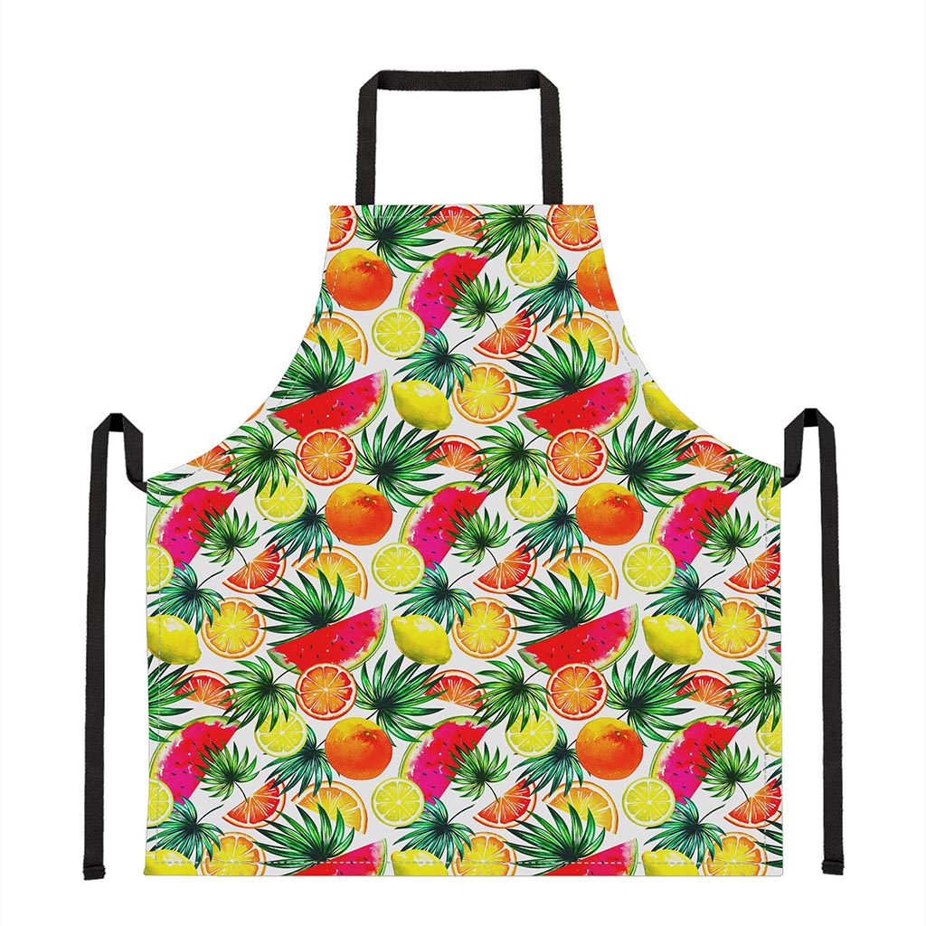 Tropical Fruit Leaf Pattern Print Apron