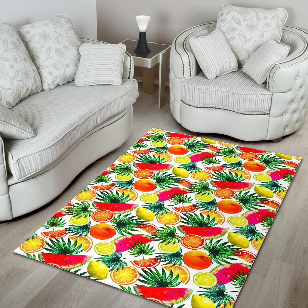 Tropical Fruit Leaf Pattern Print Area Rug GearFrost