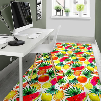 Tropical Fruit Leaf Pattern Print Area Rug GearFrost